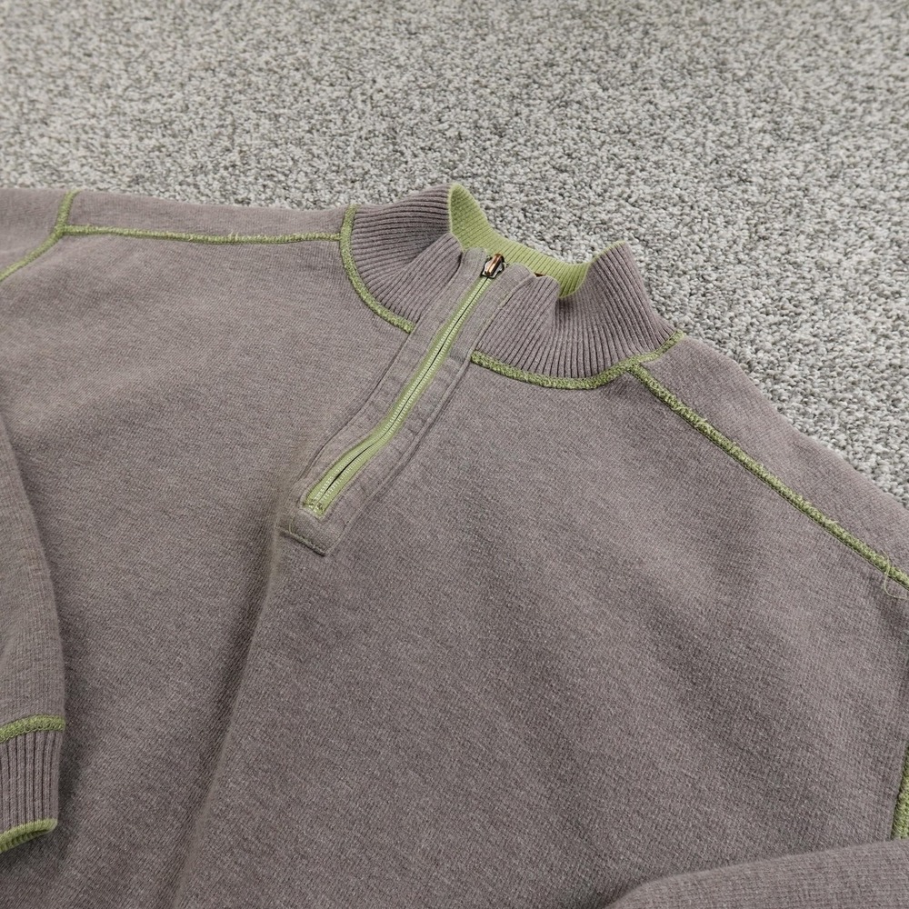 Tommy Bahama Sweater Mens XL Gray 1/4 Zip Mock Neck Knit Pullover Reversible Top